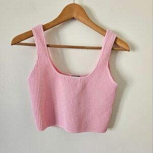 White fox pink ribbed crop top